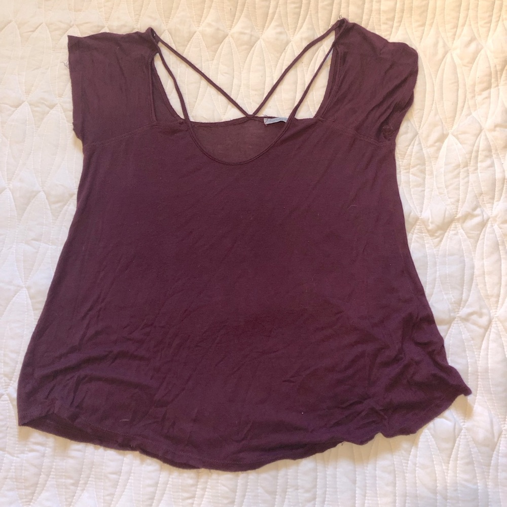 Burgundy Cutout Detail Shirt